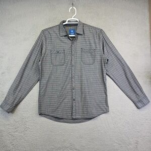 Michael Brandon Men's Shirt Size Large Gray Striped Button Up Long Sleeve Casual